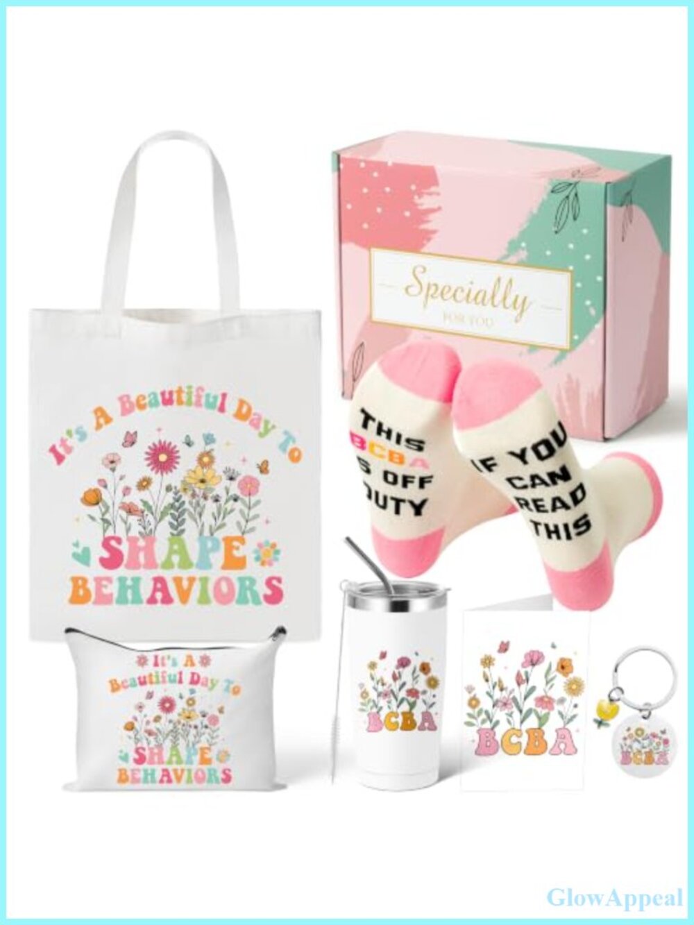 BCBA Canvas Tote Bag Set 9Pc Appreciation Gift Stainless Steel Tumbler